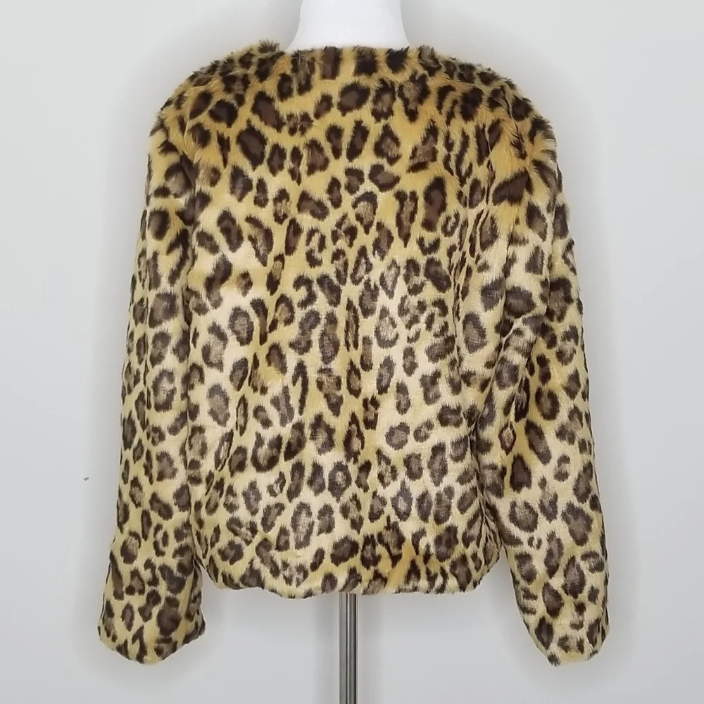 NWT Band of Gypsies Leopard Faux Fur Coat S - Picture 5 of 8